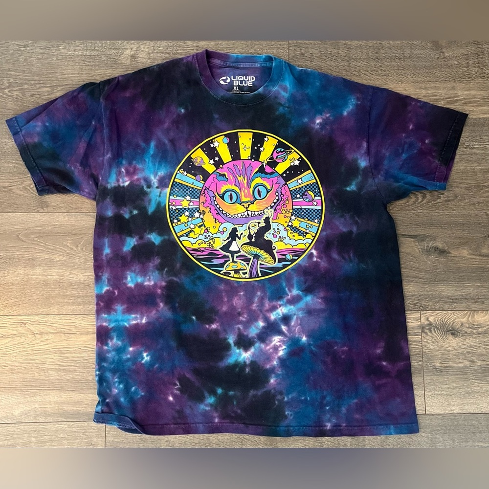 Vintage Y2K Liquid Blue Alice In Wonderland Tee
